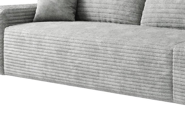 135" Gray Corduroy Modular Compression Foam Sofa With Toss Pillows