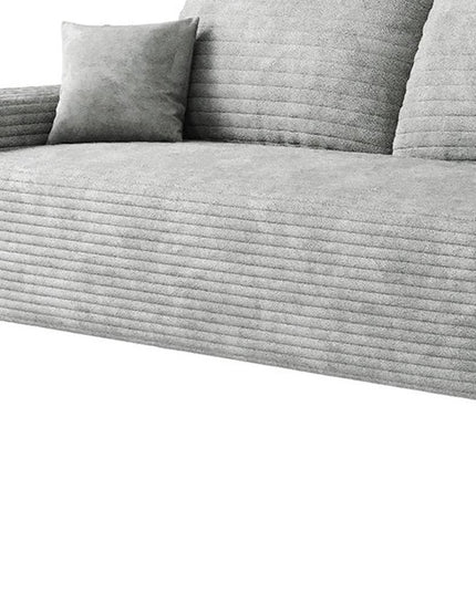 135" Gray Corduroy Modular Compression Foam Sofa With Toss Pillows