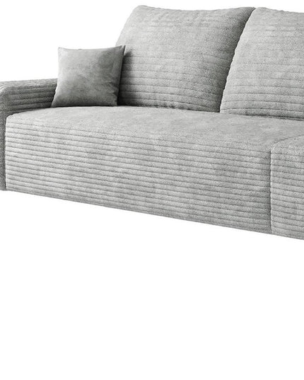 135" Gray Corduroy Modular Compression Foam Sofa With Toss Pillows