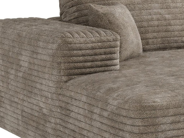 135" Camel Corduroy Modular Compression Foam Sofa With Toss Pillows