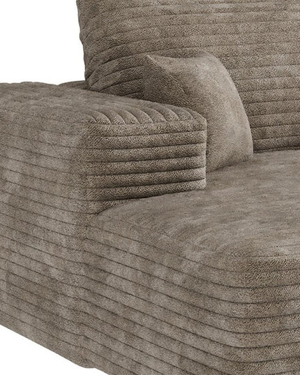 135" Camel Corduroy Modular Compression Foam Sofa With Toss Pillows