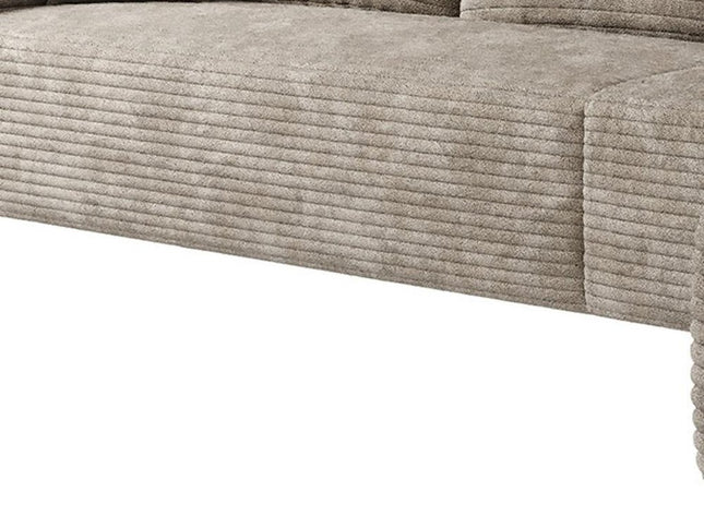 135" Camel Corduroy Modular Compression Foam Sofa With Toss Pillows