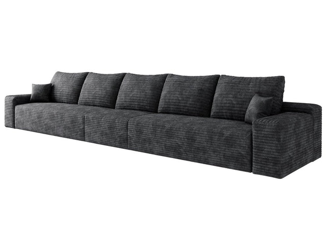 168" Black Corduroy Modular Compression Foam Sofa With Toss Pillows