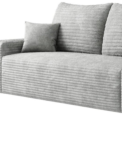 140" Gray Corduroy Modular Compression Foam Sofa With Toss Pillows