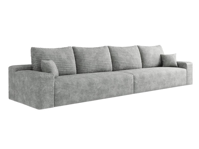 140" Gray Corduroy Modular Compression Foam Sofa With Toss Pillows