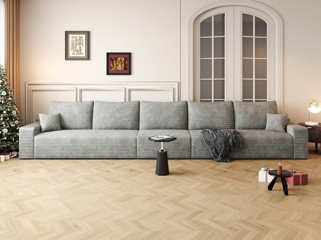 168" Gray Corduroy Modular Compression Foam Sofa With Toss Pillows