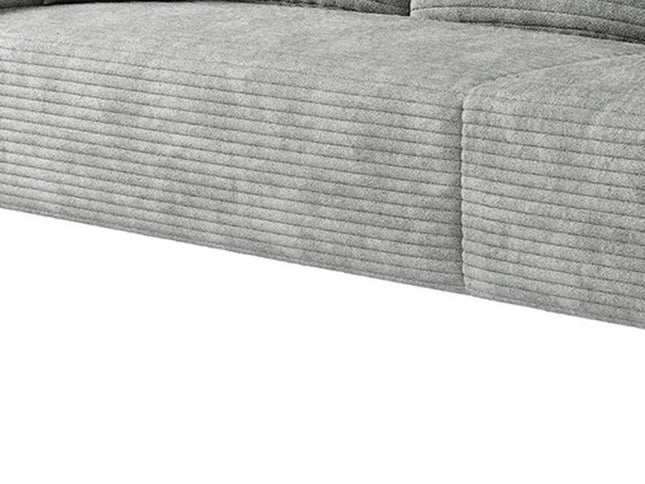 168" Gray Corduroy Modular Compression Foam Sofa With Toss Pillows