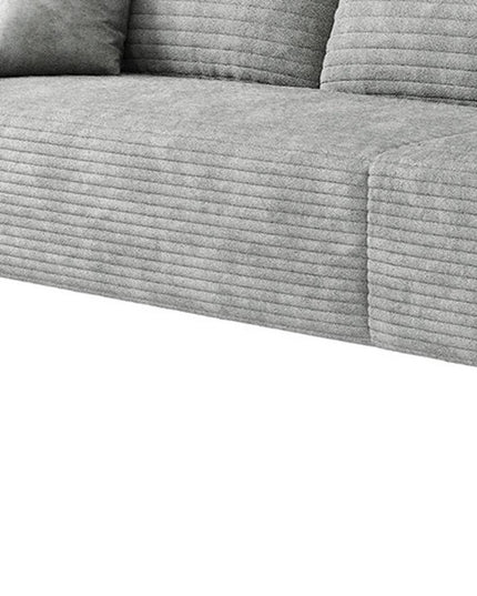 168" Gray Corduroy Modular Compression Foam Sofa With Toss Pillows