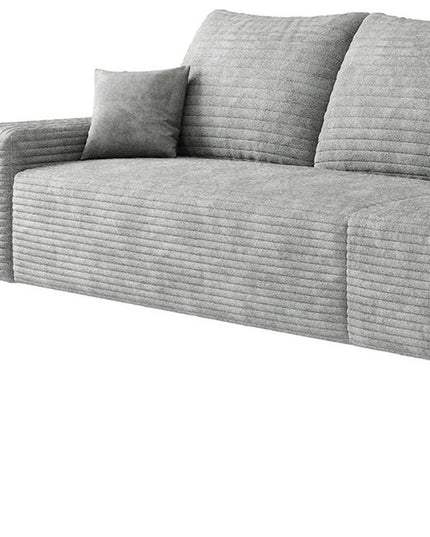 168" Gray Corduroy Modular Compression Foam Sofa With Toss Pillows