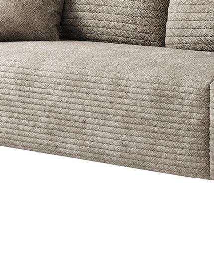 140" Camel Corduroy Modular Compression Foam Sofa With Toss Pillows