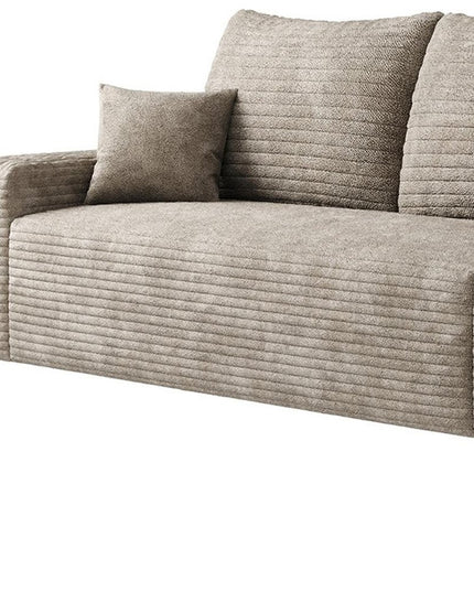 140" Camel Corduroy Modular Compression Foam Sofa With Toss Pillows