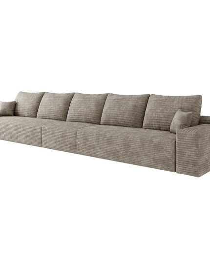 168" Camel Corduroy Modular Compression Foam Sofa With Toss Pillows