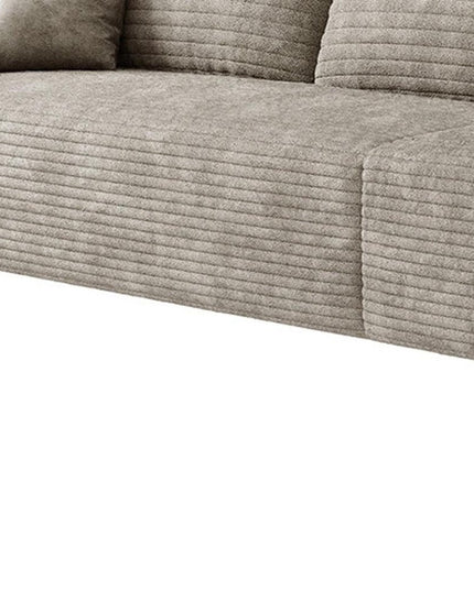 168" Camel Corduroy Modular Compression Foam Sofa With Toss Pillows