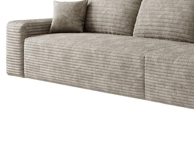 168" Camel Corduroy Modular Compression Foam Sofa With Toss Pillows