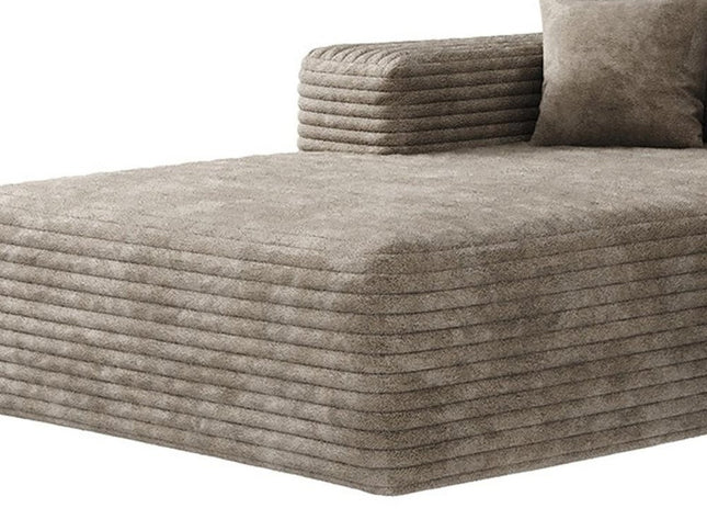 107" Camel Corduroy Modular Compression Foam Sofa With Ottoman And Toss Pillows