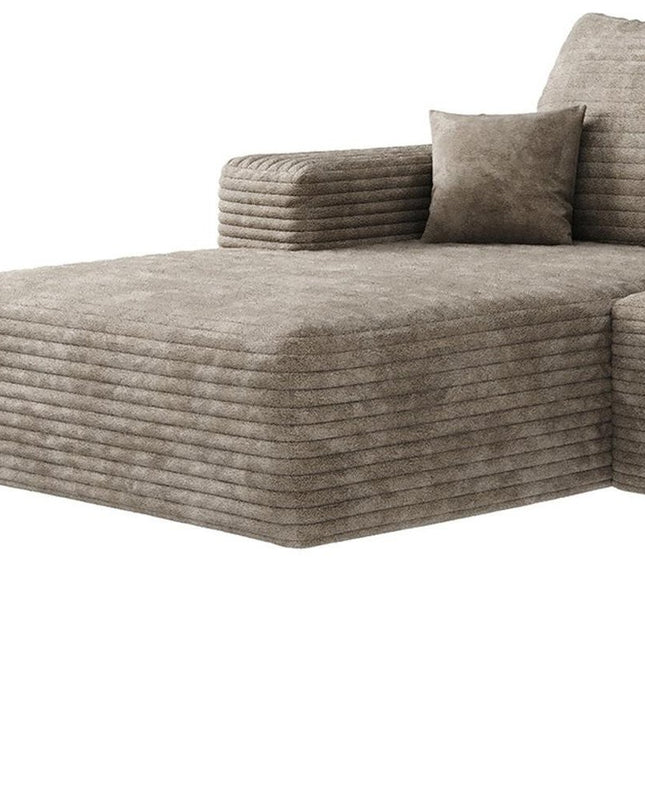 107" Camel Corduroy Modular Compression Foam Sofa With Ottoman And Toss Pillows