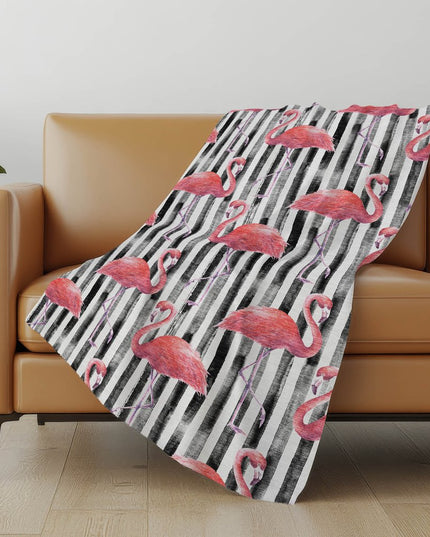50" X 70" Pink Black And Ivory Animal Print Polyester Woven Plush Throw Blanket