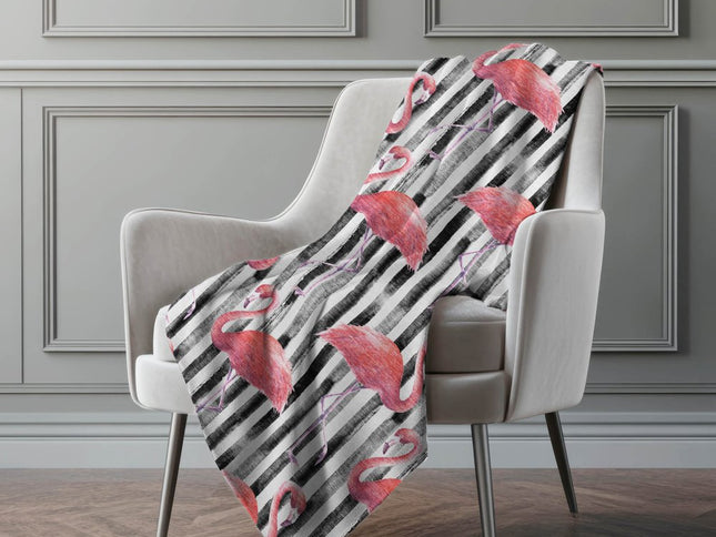 50" X 70" Pink Black And Ivory Animal Print Polyester Woven Plush Throw Blanket