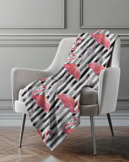 50" X 70" Pink Black And Ivory Animal Print Polyester Woven Plush Throw Blanket