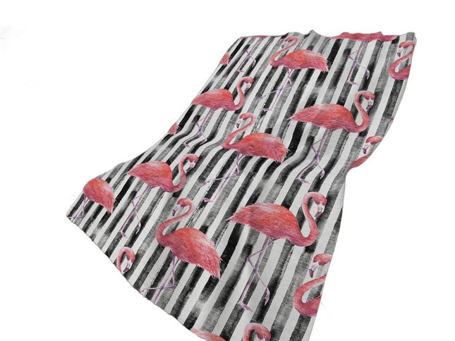 50" X 70" Pink Black And Ivory Animal Print Polyester Woven Plush Throw Blanket