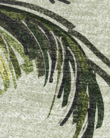 50" X 70" Green And Charcoal Leaves Polyester Woven Plush Throw Blanket