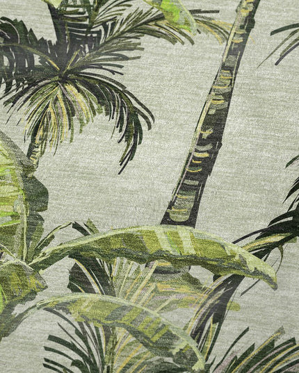 50" X 70" Green And Charcoal Leaves Polyester Woven Plush Throw Blanket