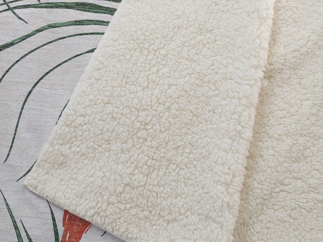 50" X 70" Pink Ivory And Olive Green Animal Print Polyester Woven Plush Throw Blanket