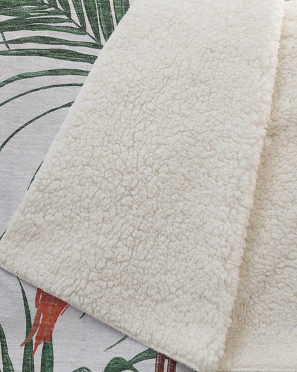 50" X 70" Pink Ivory And Olive Green Animal Print Polyester Woven Plush Throw Blanket