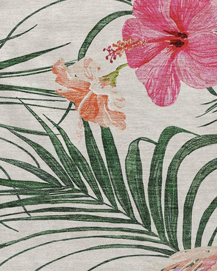 50" X 70" Pink Ivory And Olive Green Animal Print Polyester Woven Plush Throw Blanket