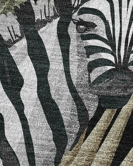 50" X 70" Midnight Ivory And Olive Green Animal Print Polyester Woven Plush Throw Blanket