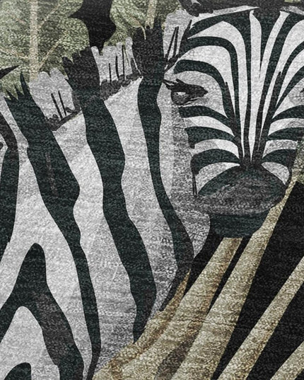 50" X 70" Midnight Ivory And Olive Green Animal Print Polyester Woven Plush Throw Blanket