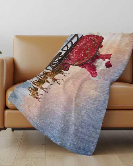 50" X 70" Blue Red And Brown Animal Print Polyester Woven Plush Throw Blanket