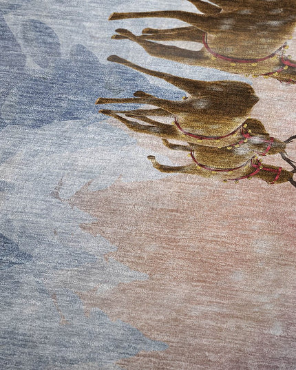 50" X 70" Blue Red And Brown Animal Print Polyester Woven Plush Throw Blanket