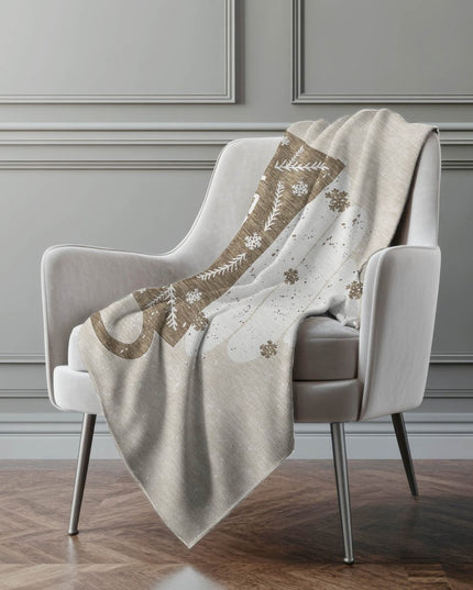 50" X 70" Latte Ivory And Beige Geometric Polyester Woven Plush Throw Blanket