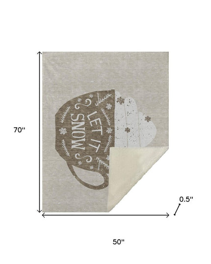 50" X 70" Latte Ivory And Beige Geometric Polyester Woven Plush Throw Blanket