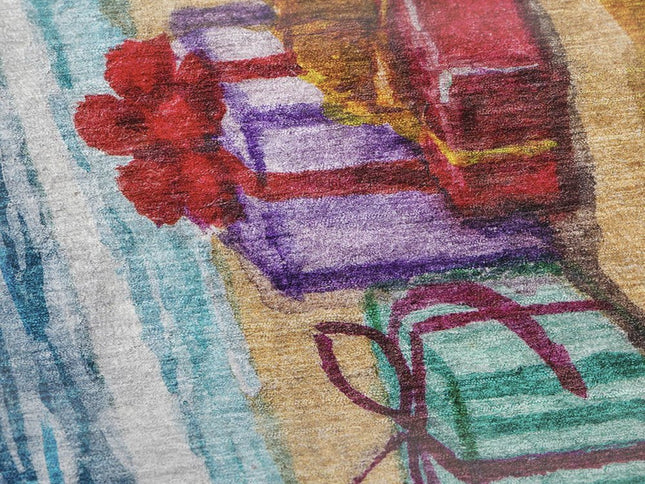 50" X 70" Blue Red And Green Geometric Polyester Woven Plush Throw Blanket