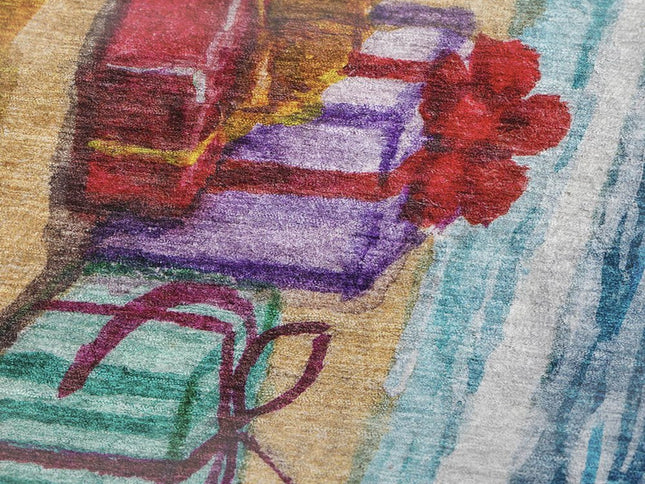 50" X 70" Blue Red And Green Geometric Microfiber Plush Throw Blanket