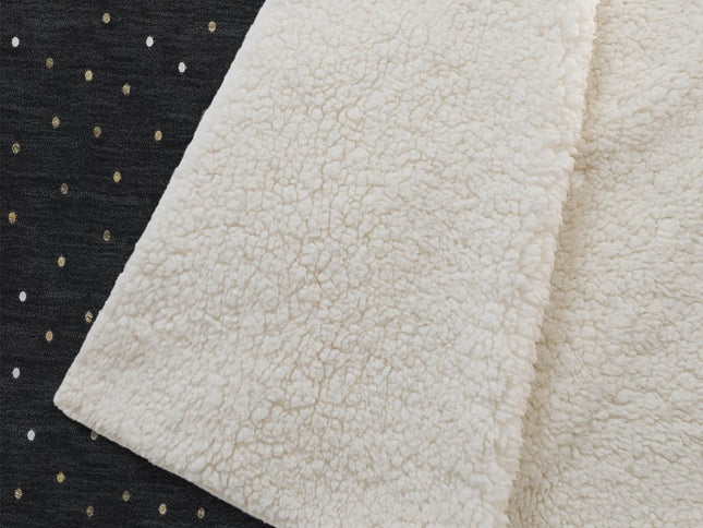 50" X 70" Midnight Gold And Ivory Polka Dots Polyester Woven Plush Throw Blanket