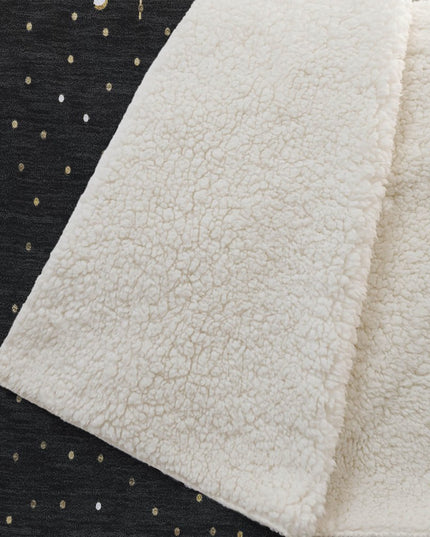 50" X 70" Midnight Gold And Ivory Polka Dots Polyester Woven Plush Throw Blanket