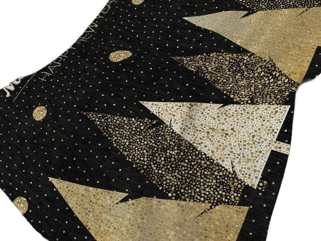 50" X 70" Midnight Gold And Ivory Polka Dots Polyester Woven Plush Throw Blanket