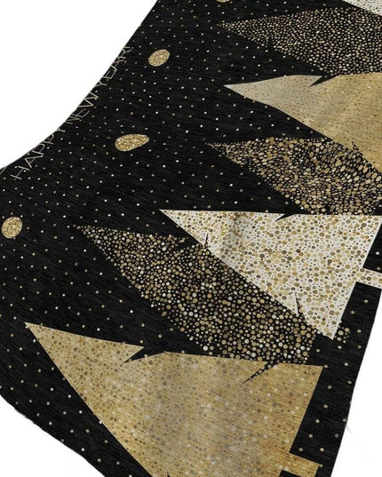 50" X 70" Midnight Gold And Ivory Polka Dots Polyester Woven Plush Throw Blanket