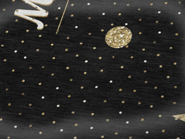 50" X 70" Midnight Gold And Ivory Polka Dots Polyester Woven Plush Throw Blanket