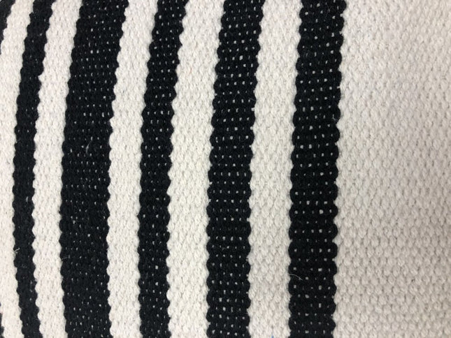 Set of Two 22" White And Black Striped Cotton Throw Pillow Covers