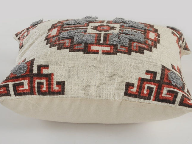 Set of Two 18" Brown And Beige Geometric Cotton Throw Pillow Covers