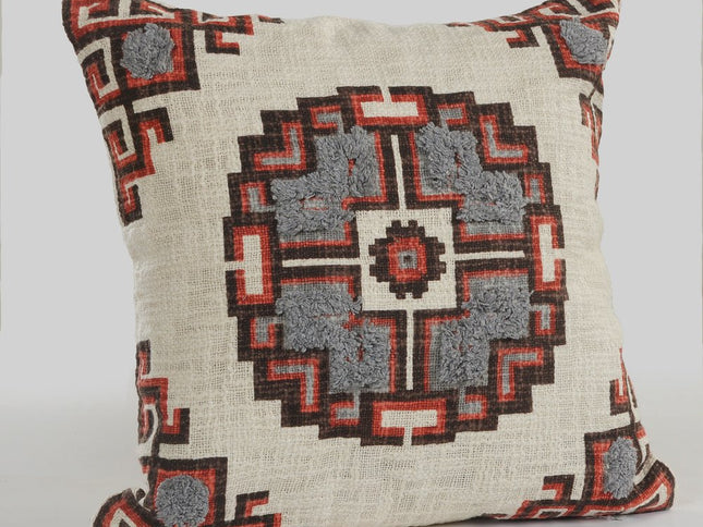 Set of Two 18" Brown And Beige Geometric Cotton Throw Pillow Covers