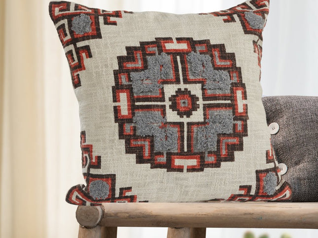 Set of Two 18" Brown And Beige Geometric Cotton Throw Pillow Covers