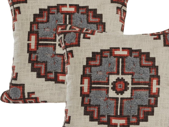 Set of Two 18" Brown And Beige Geometric Cotton Throw Pillow Covers