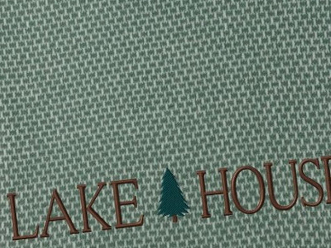 55" X 70" Sage And White Cotton Blend Lake House Embroidered Throw Blanket with Fringe