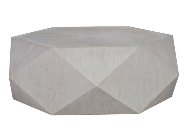 50" Gray Wood Hexagon Distressed Block Coffee Table