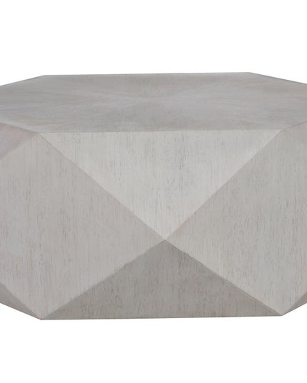 50" Gray Wood Hexagon Distressed Block Coffee Table